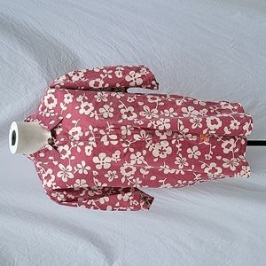 Men's Kahala 1936 shirt, short sleeves, floral, garnet cream, sz XL